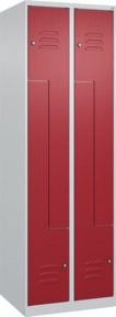C+P Z-Spind Classic PLUS Spind mit 4 Fächern, grau und rot, mit Zylinderschloss, H x B x T: 185 x 60 x 50 cm - Bild 1