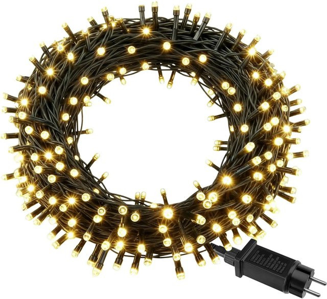 Tectake LED Lichterkette Warmweiß mit 8 Funktionen, Grün, H x B x T: 2,60 x 0,40 x 0,023 m - Bild 1