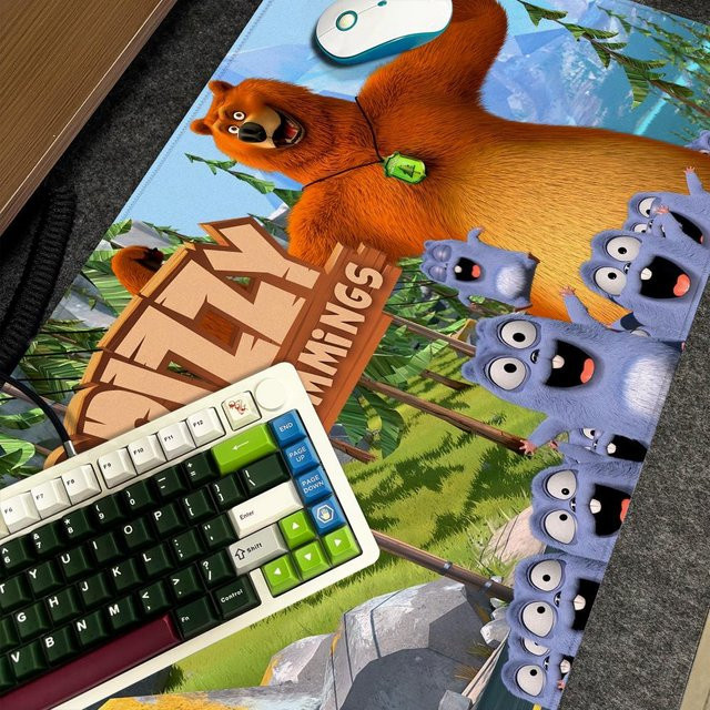 G-Grizzy L-Lemmings XXL Mauspad rutschfeste Gamer-Schreibtischunterlage mit HD-Art-Design, B/T: 90 x 40 cm, mehrfarbig - Bild 1