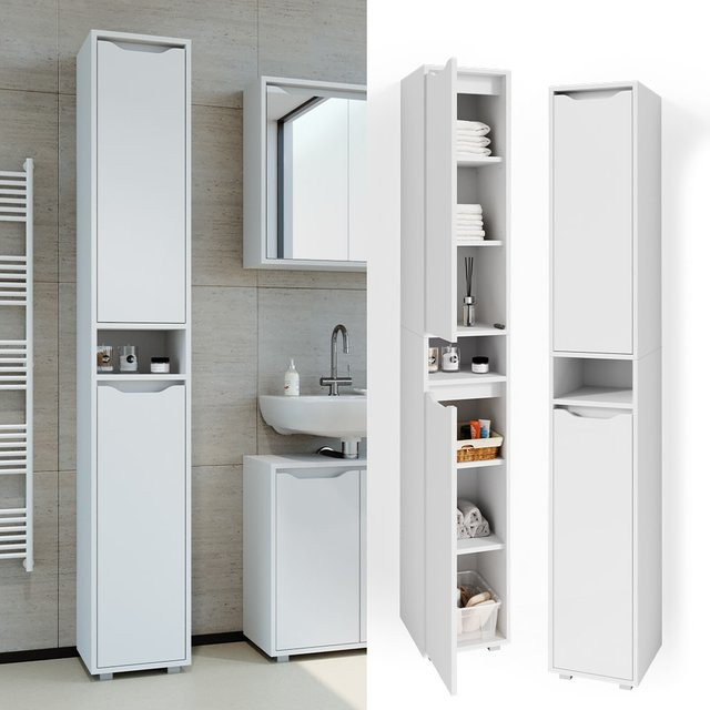 Vicco Badschrank Ruben Hochschrank in Weiß mit 7 Fächern, B/T/H: 30 x 30 x 193 cm - Bild 1