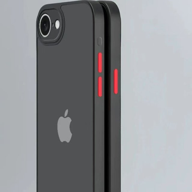 Stoßfeste Farbblockierung Schutzhülle für Apple iPhone 17e in Rot und Schwarz mit Kamera-Schutz und mattem Finish aus hartem PC-Material - Bild 1