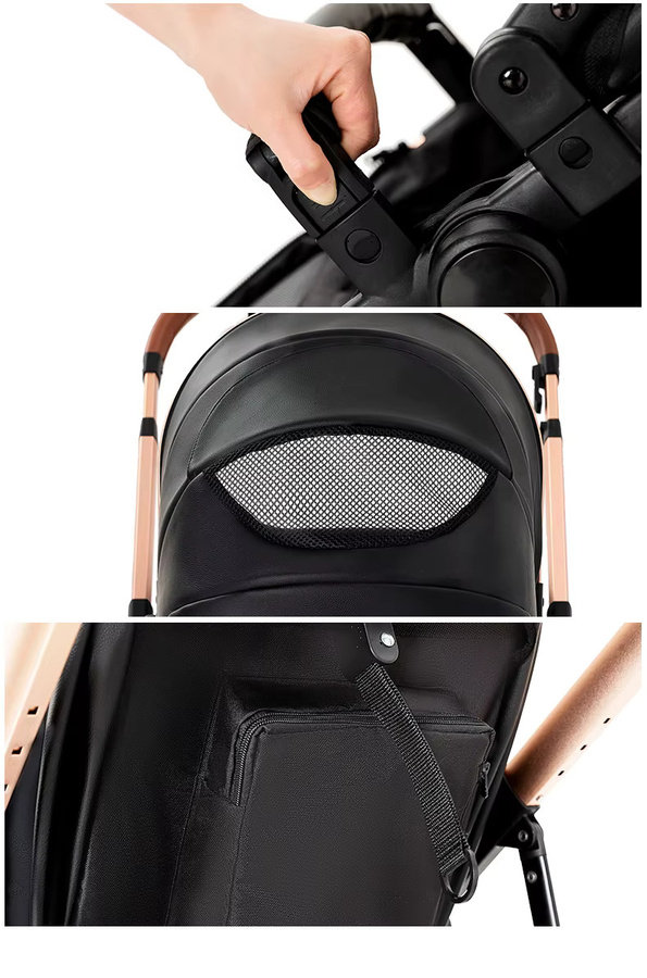 Oubeauou 3-in-1 Reisekinderwagen mit Wickeltasche für Neugeborene und Kleinkinder in Blau oder Schwarz - Bild 6