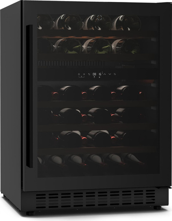 Klarstein Velaire Weinkühlschrank mit 2 Zonen für 46 Flaschen, 5-22°C, Touch-Bedienung, LED, UV-Schutz und Holzregale