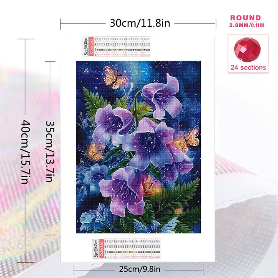 Momoart Blumen-Diamant-Mosaik-Bild mit Strass, DIY Stickerei in Multicolour, B/H: 20 x 30 cm - Bild 2
