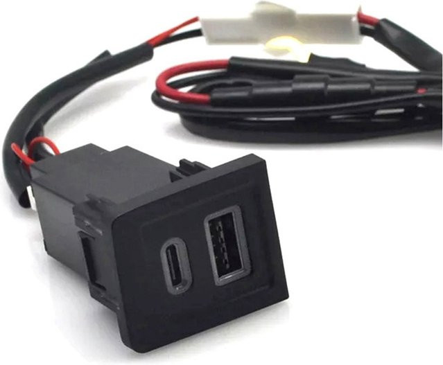 USB-C Auto Ladegerät mit PD Quick Charge und QC3.0 für VW Multivan T5 (2003-2015), Schwarz - Bild 1