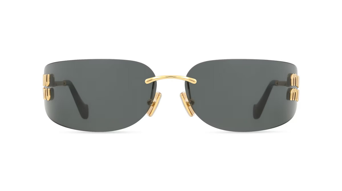Miu Miu MU A51S Sonnenbrille, randlos, eckig, Metall, gold, Damen - Bild 1