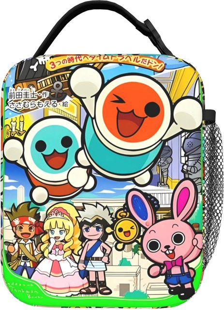 Bandai Taiko no Tatsujin Lunchtasche für Mädchen mit grafischem Design, isolierte Picknick-Kühltasche aus Oxford-Stoff, Mehrfarbig - Bild 1