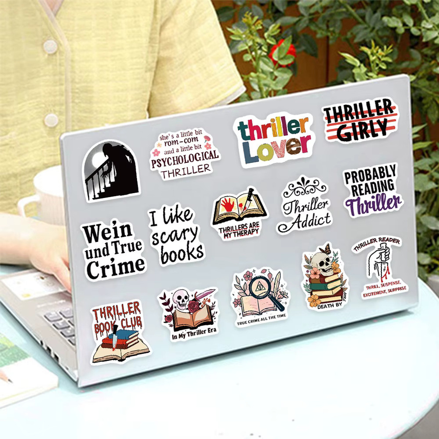 50 Stück Thriller Buch Ästhetische Aufkleber für Laptop, Gepäck und Trinkflaschen in Multicolour - Bild 4