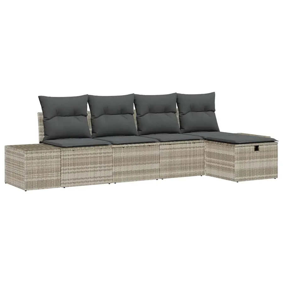 vidaXL Garten-Sofa-Set aus Poly-Rattan in L-Form mit 5-teiligem Zubehör, grau - Bild 2