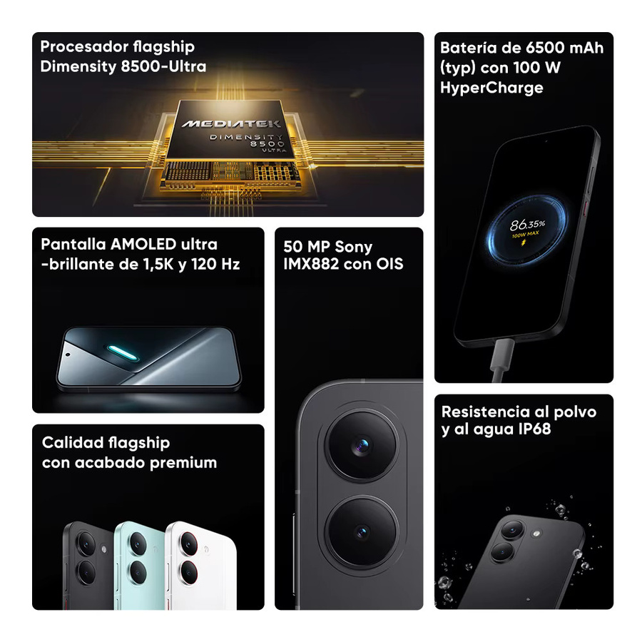 Xiaomi POCO X8 Pro 5G Smartphone mit Dimensity 8500-Ultra, 6,59 Zoll 1,5K 120Hz AMOLED-Display, 6500mAh Akku und NFC, Globale Version - Bild 2