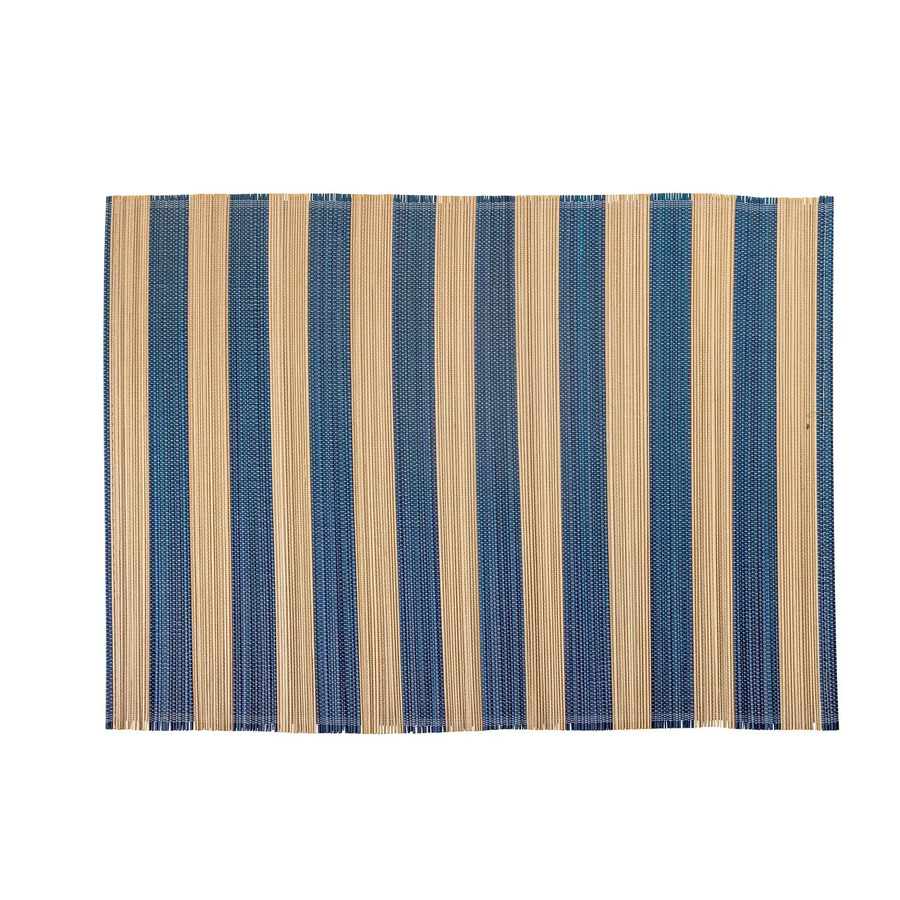 Bloomingville Platzset Marola aus Bambus in Blau gestreift, 4er Set - Bild 1