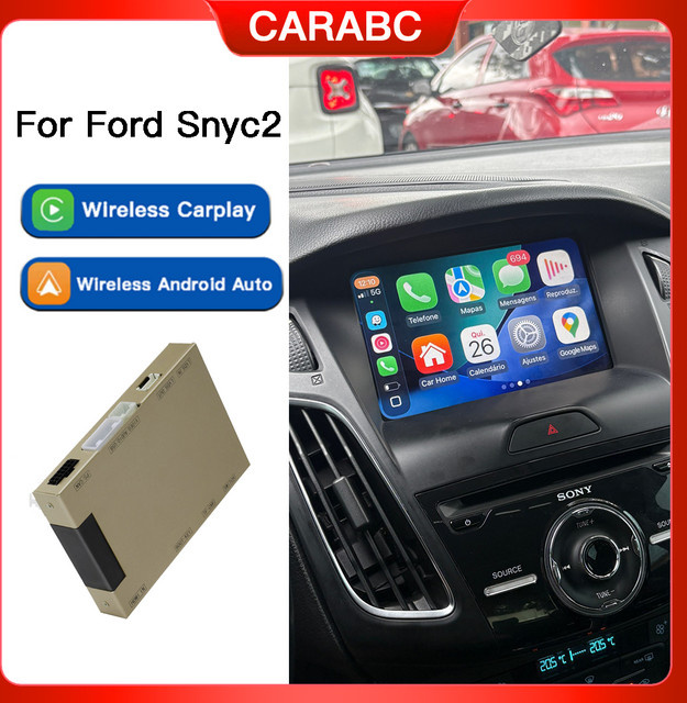 CARABC Wireless CarPlay und Android Auto Decoder-Box für Ford Sync2, Farbe: Gold - Bild 1