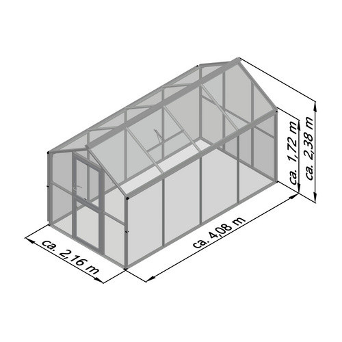 KGT Gewächshaus Galant IV in Tannengrün mit 8,8 m² Fläche, 4 mm ESG-Glas und 10 mm HKP, B/L/H: 2,16 x 4,08 x 2,38 m - Bild 5