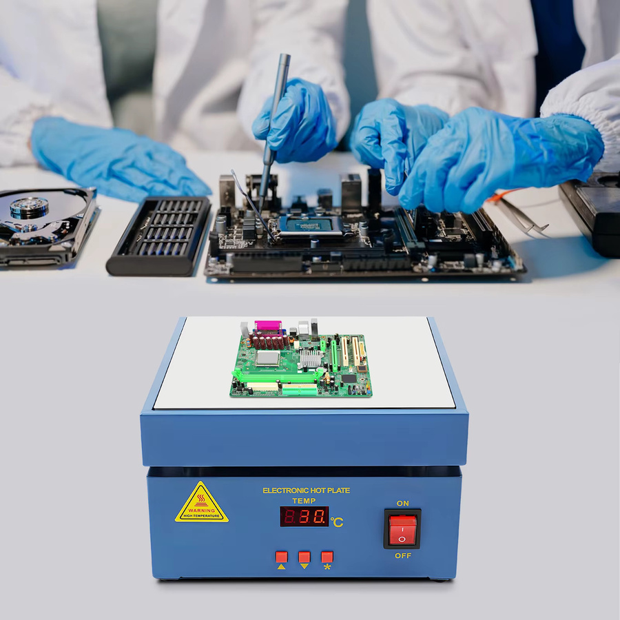 CNCEST Elektrische Lötplatte mit Mikrocomputer-Steuerung 800W Vorheizplatte für Schweißarbeiten B/T: 20 x 20 cm - Bild 3