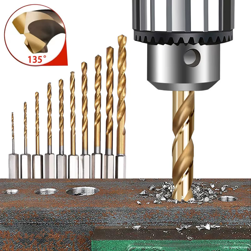 Popolle 13-teiliges Spiralbohrer-Set aus HSS-Kobalt mit 1/4 Sechskantschaft für Holz und Metall, Durchmesser 1,5 mm bis 6,5 mm - Bild 2