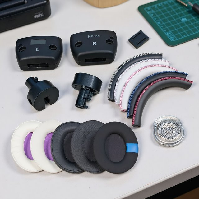 POYATU Ersatzteil Set für Kingston HyperX Cloud Alpha S: Stirnband-Schnalle, Schloss und drehbare Ohrpolster-Kissen in Schwarz - Bild 1