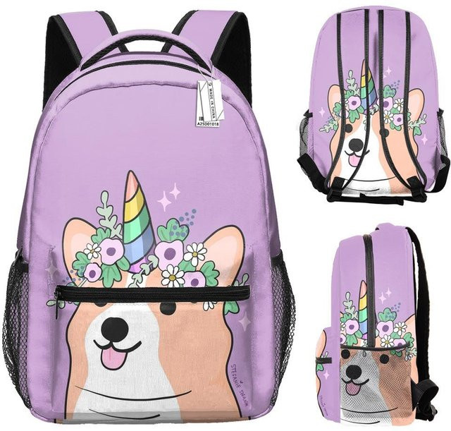 Fancy Style Studio Einhorn Schüler Rucksack mit 3D-Druck in Lila, Wasserdicht aus Oxford-Material - Bild 1