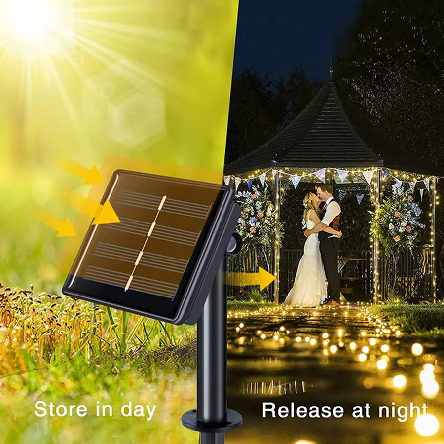 Topdii Solar LED Vorhang Lichterkette aus Kupferdraht für Garten, Terrasse und Party - Bild 3