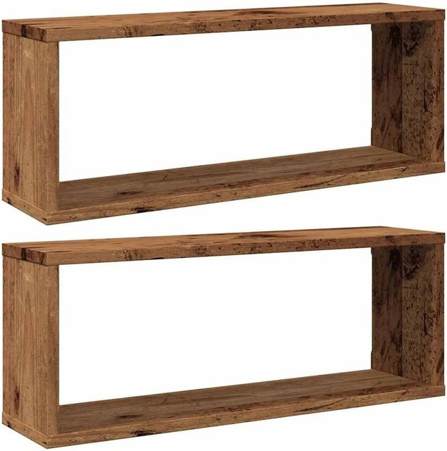 vidaXL Würfel-Wandregale Set aus 2 Stück in Altholz-Optik Braun, B/T/H: 60 x 15 x 23 cm - Bild 1