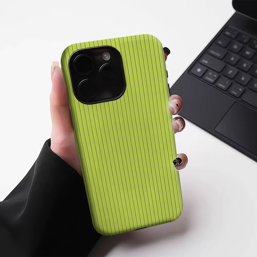 Potdemiel Handyhülle mit vertikalen Streifen für iPhone 17 16 15 14 13 Pro Max Plus, Magnetisch, Grün, Robuste Doppel-Schicht-Hülle - Bild 3