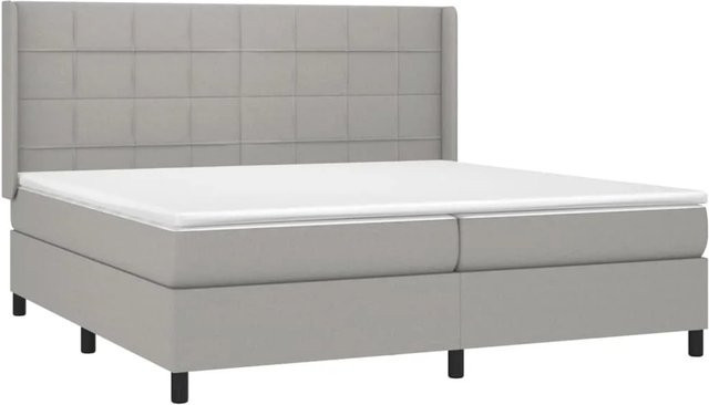 vidaXL Boxspringbett mit Matratze in Hellgrau, Hybridbett mit LED-Unterbettbeleuchtung und USB-Ladeport, B/T: 200 x 200 cm - Bild 1