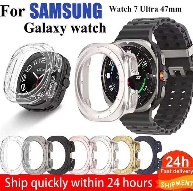 Samsung Galaxy Watch Ultra Cover, Silikon, Schwarz, Transparent, 47mm - Bild 1