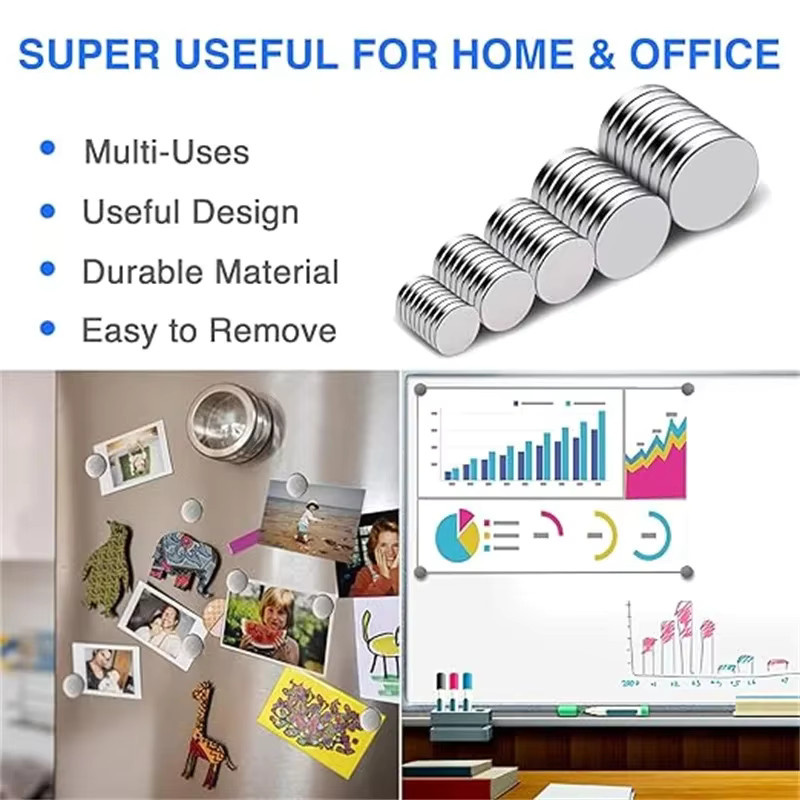 Runde Kühlschrankmagnete aus Metall in Silber, 3 verschiedene Größen für Büro und Bastelarbeiten - Bild 2