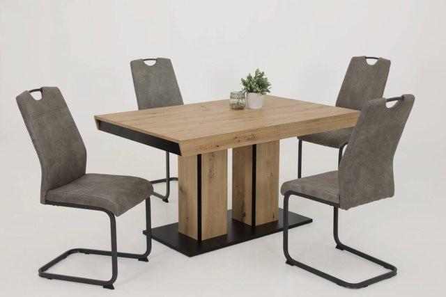 Essgruppe Hela Agnes I in Grau Eiche mit Tisch und Stühlen, ausziehbar, B/H/T: 220 x 76 x 90 cm - Bild 2