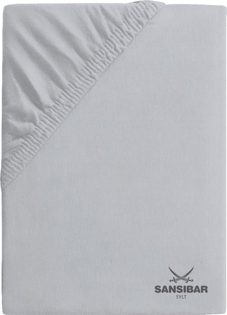 Boxspringbezug SANSIBAR Jersey aus Baumwolle in Weiß/Silber B/H: 140 x 200 cm - Bild 1