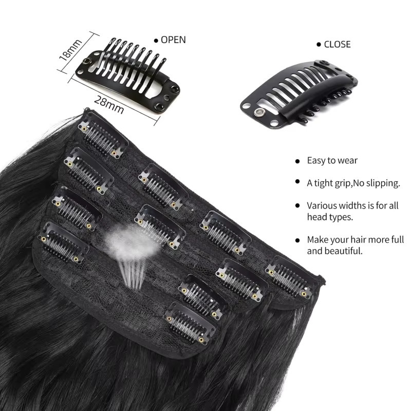 Suri Hair Clip-in-Haarverlängerungen, synthetisch, gewellt, schwarz, 20 Zoll, 4 Stück, Damen - Bild 3