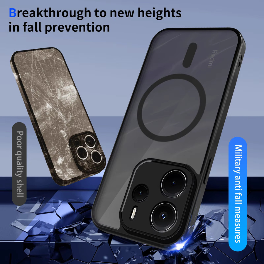 Magnetische Hartschale für Xiaomi Redmi Note 13 14 Pro Plus 5G, matte Handyhülle mit MagSafe Wireless Charge Unterstützung, Farbe: Schwarz - Bild 5