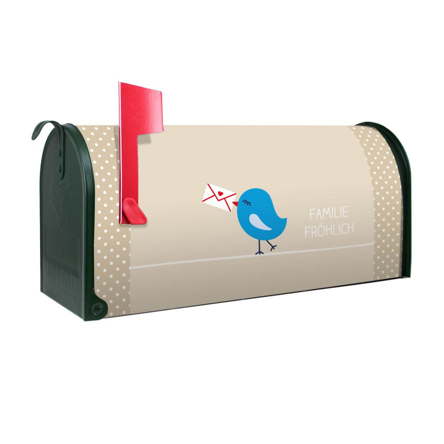 banjado Amerikanischer Briefkasten in Grün mit roter Fahne aus Stahl, B/H/T: 48,0 x 22,0 x 17,0 cm - Bild 1