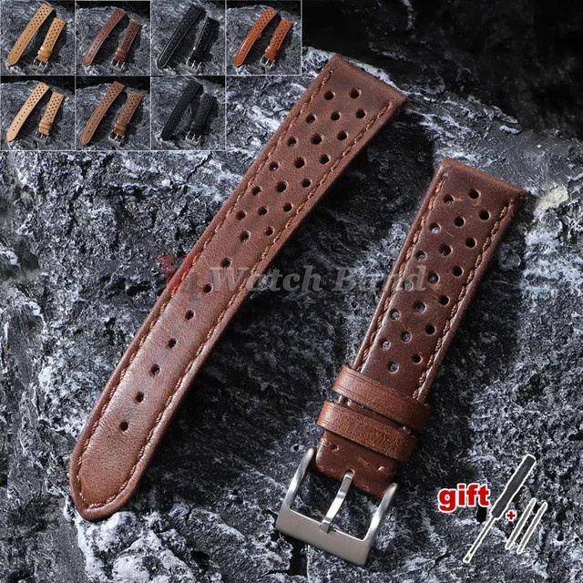 nxalp Uhrenarmband Leder, Vintage, Unisex, 18, 20, 22 mm - Bild 1