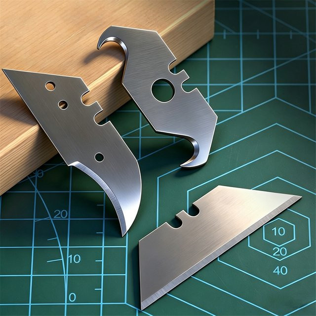 Deli 10er Set Ersatzklingen aus Kohlenstoffstahl in Silber, trapezförmige Klappklingen für Taschenmesser und DIY-Projekte - Bild 1