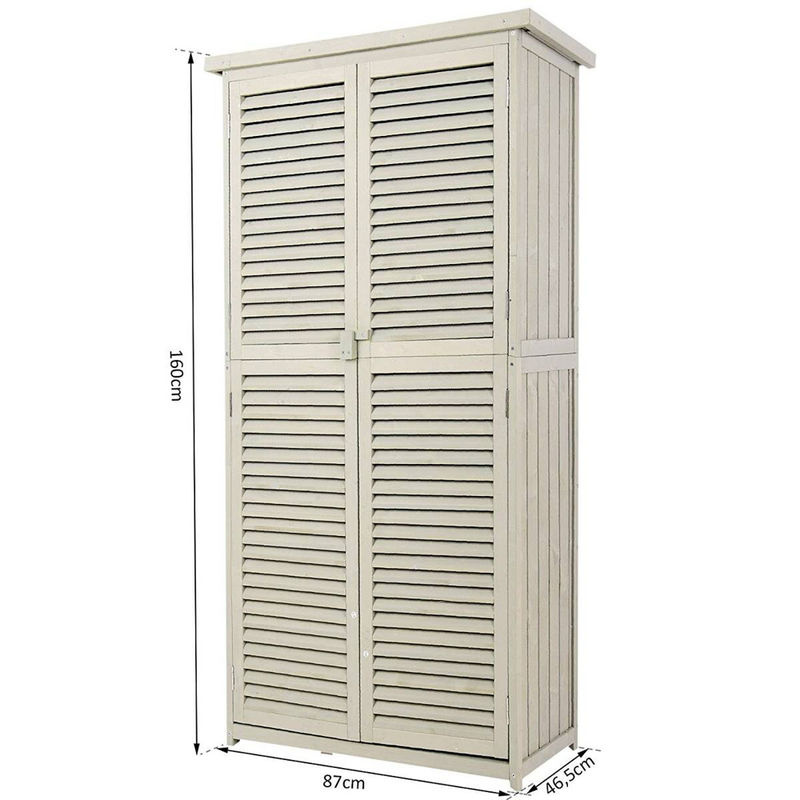 Outsunny Gartenschrank aus Kiefernholz in Grau mit Asphaltdach und Doppeltür, B/T/H: 87 x 46,5 x 160 cm - Bild 3