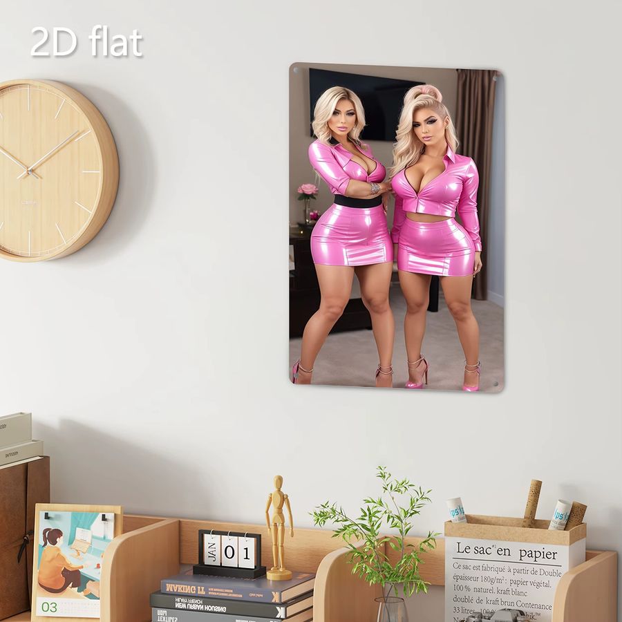 HELLOYOUNG Wandkunstschild aus Metall für Damen in Rosa, rechteckiges Wandbild zur Dekoration - Bild 5