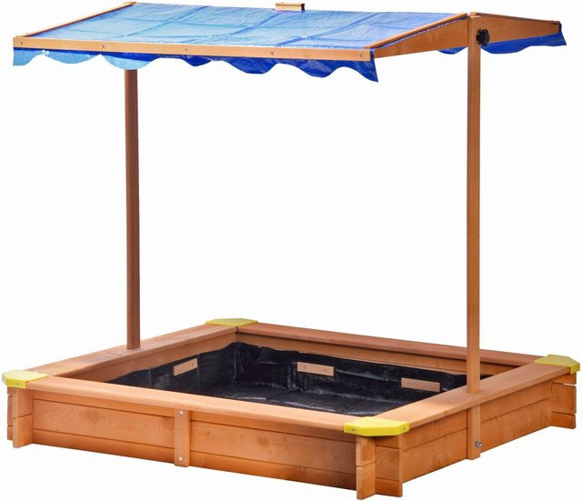 Dobar Sandkasten mit höhenverstellbarem und neigbarem Dach und UV-Schutz, B/T/H: 117 x 117 x 117 cm - Bild 1