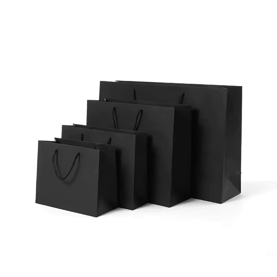 Schwarze Papier-Geschenktüten mit Griffen für Hochzeiten, Geburtstage und Partys, B/T/H: 32 x 10 x 22 cm - Bild 3
