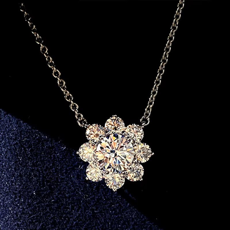 Huitan Halskette mit Anhänger, Schneeflocken-Design, Silber, Zirkonia, Damen - Bild 2