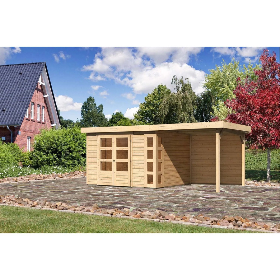 Karibu Holz-Gartenhaus Sölve in Natur mit Flachdach und modernem Design, B/T: 298 x 242 cm - Bild 2