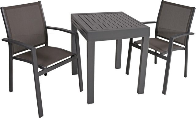Garden Pleasure Gartenmöbel-Set Elena 3-teilig aus Aluminium in Schwarz und Grau - Bild 1