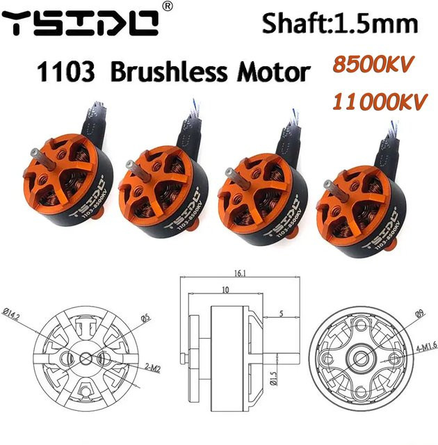 YSIDO Bürtenloser Motor 1103 8500/11000KV, Zubehör, Metall, orange - Bild 1