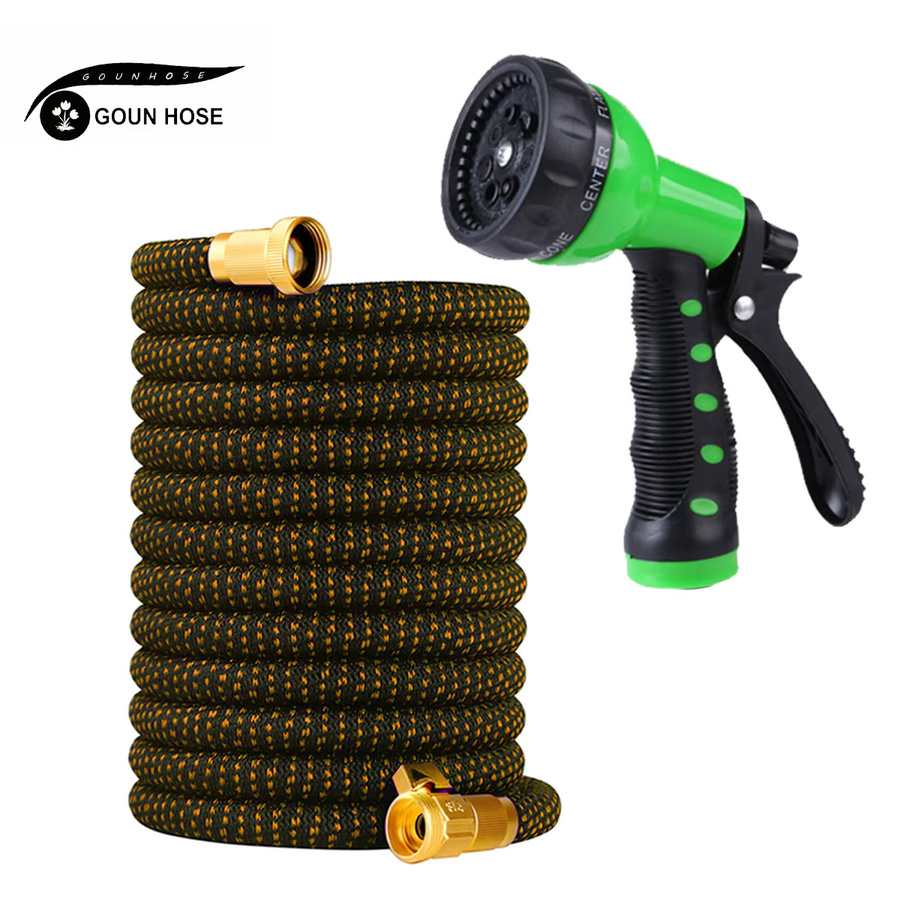 GOUN HOSE Flexibler Teleskop-Gartenschlauch mit Hochdruck-Autowaschdüse und 3/4 Zoll Metall-Verbindung, Multicolor - Bild 6