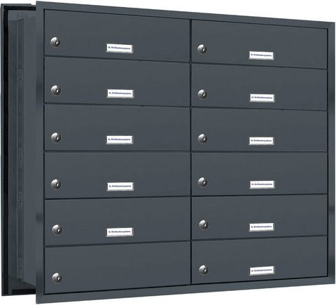 AL Briefkasten für 11 Parteien, Mauerdurchwurf, grau, B/H/T: 76,8 x 69 x 48,0 cm - Bild 1