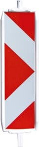 Schake Kunststoffbake Typ 40 in Rot und Weiß mit Folie Typ 1, pfeilförmig und doppelseitig rechts- / linksweisend, Stutzen unten 40 x 40 mm, oben Ø 42 mm - Bild 1
