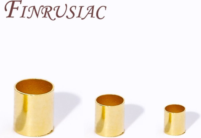FINRUSIAC Rohr-Crimpendperlen, vergoldet, 2 mm, 2,5 mm, 3 mm, Armband-Zubehör - Bild 1