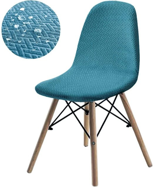 Wasserdichter und rutschfester Stuhlbezug in T-Form aus elastischem Strickgewebe, Farbe Blau - Bild 1
