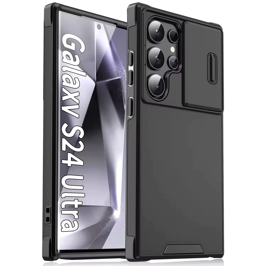 Samsung Galaxy S26 S25 S24 S23 S22 Ultra Plus FE Schutzhülle mit Fenster-Schiebe-Kamera und Anti-Fingerabdruck-Funktion in Schwarz und Blau - Bild 4
