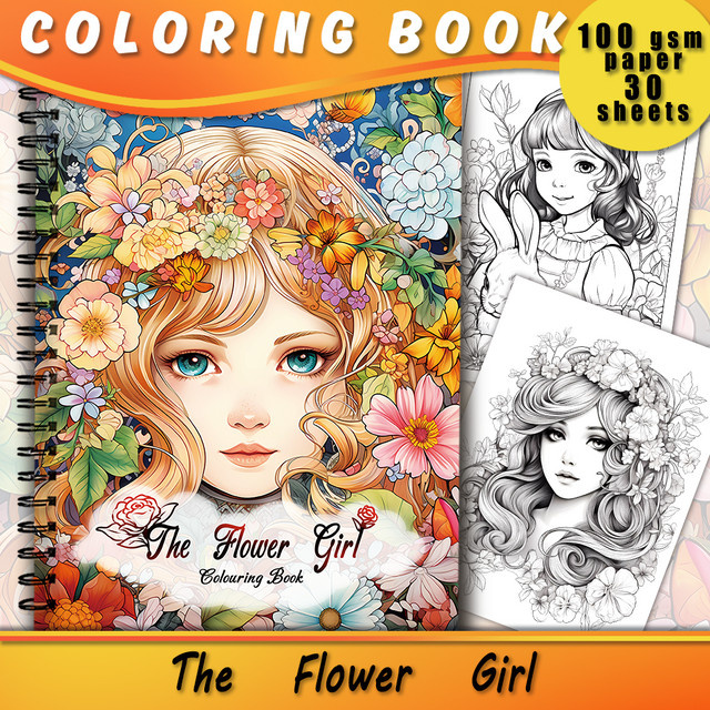 Malbuch für Blumenmädchen mit 30 verschiedenen Mustern für Teenager, buntes Malbuch aus 100 g/m2 dickem Papier - Bild 1
