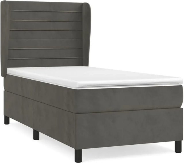 vidaXL Boxspringbett Hybrid mit Matratze Dunkelgrau Samt B/T/H: 100 x 200 cm - Bild 1